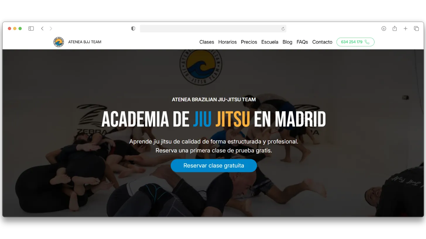 Versión escritorio de ateneabjjteam.com