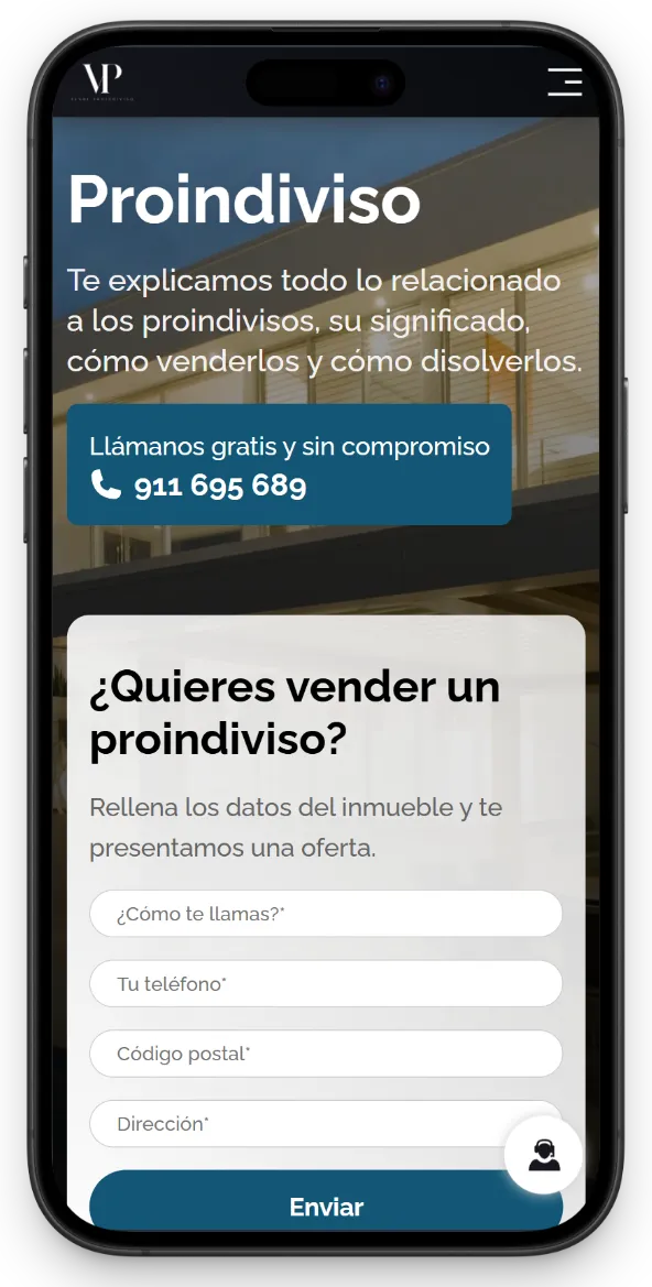 Versión móvil de vendeproindiviso.es
