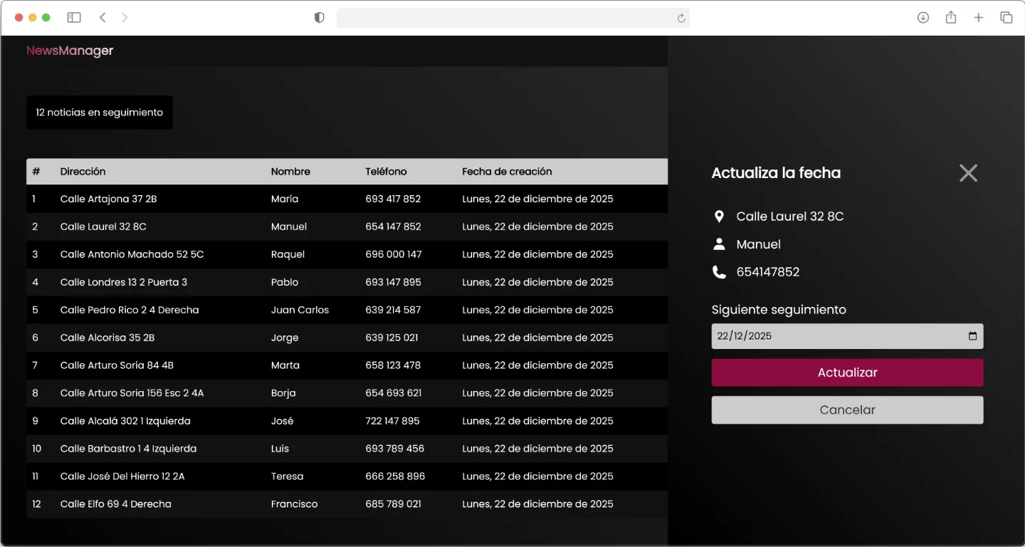 Actualizar una noticia